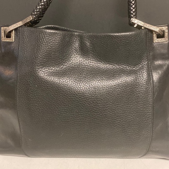 BRIGHTON Black Pebbled Leather Shoulder Bag Purse - Picture 5 of 17